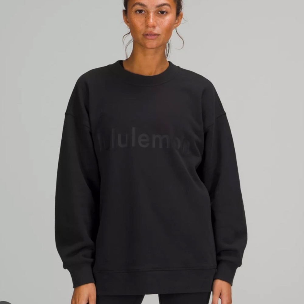 Lululemon Perfectly Oversized Black Crew Pullover Sweatshirt Large